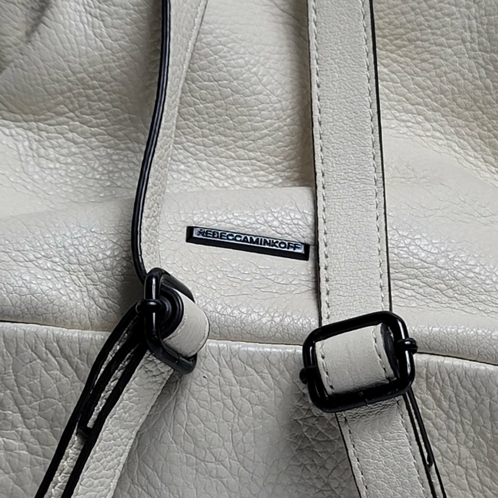 Rebecca Minkoff Julian Gray Leather Medium Backpack Pebbled White Cream - Picture 8 of 12